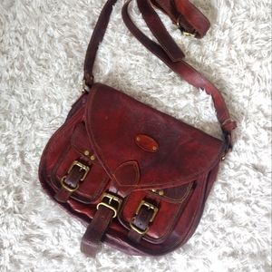 Urban Swaggr Leather Unisex Buckle Satchel Crossbody Bag